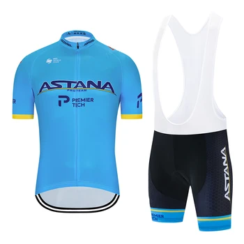 2020 Pro Team jazda na Rowerze Jersey niebieski Astana z krótkim rękawem rower nosić ubrania lato Mayo Ropa Ciclismo mundury mężczyźni bib żel zestaw