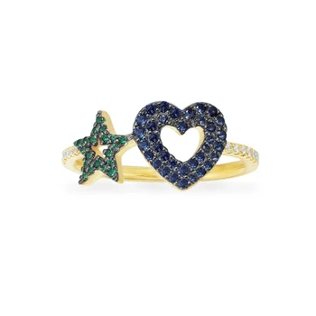 2020 moda marokańskie biżuteria nowy kształt serca Gwiazda pierścień złoty wyrafinowany kształt serca i gwiazda ozdoba kobiety romantyczny prezent