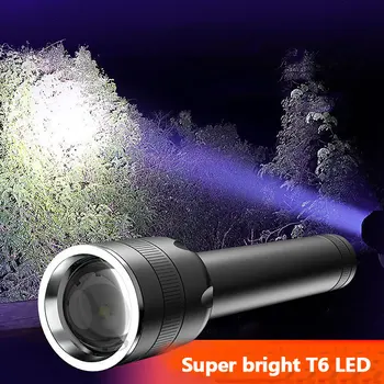2020 nowy USB Akumulator latarka led z T6 LED wbudowany 1800 mah bateria litowa wodoodporny camping światło skalowalne Latarka