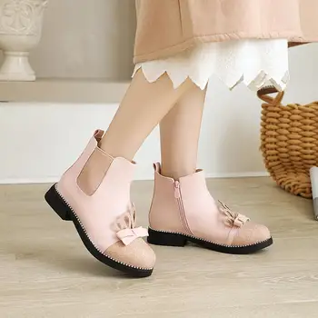 2020 nowy styl księżniczki Damskie buty Korona cebula płaskie botki różowy słodki studencki butów boczny zamek błyskawiczny Srebrna linia mały rozmiar