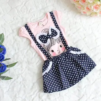 2020 różowy śliniaczek spódnica dla dziewcząt nowy, uroczy, dziecko dziewczyny mały groszek lato dziecko kombinezon strój odzież krótka sukienka