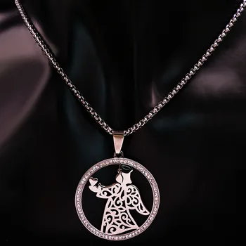 2021 Kryształ łańcuch ze stali nierdzewnej naszyjnik kobiety kolor srebrny kąt naszyjniki wisiorki biżuteria colgantes mujer moda N1858