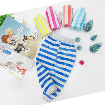 2021 Little Q Baby długie welurowe spodnie dla chłopców wiosenna odzież dla dziewczynek 6 szt./lot elastyczny pas paski Wysoka Talia elastyczne spodnie dziecięce