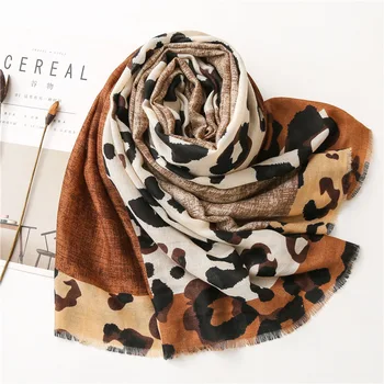 2021 moda druku letnie panie bawełniany szalik leopard print szal chusta i szal kobiety zmarszczki Echarpe projektant szal