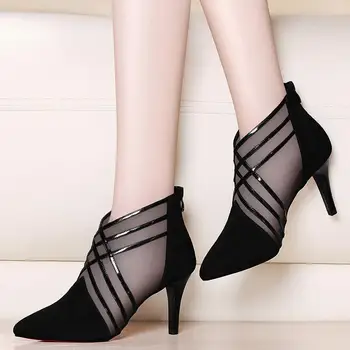 2021 nowy przybył kobieta siatki botki dla kobiet lato 10 cm cienkie obcasy buty sandały damskie peep toe buty sandały sandały
