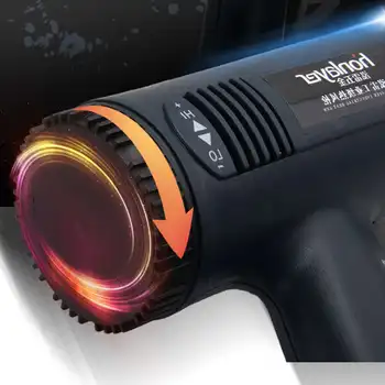 220V 2000W cieplna broń zmienna 2 prędkości 60-600°C dokładna kontrola temperatury elektryczna powietrza pistolet z wyświetlaczem cyfrowym
