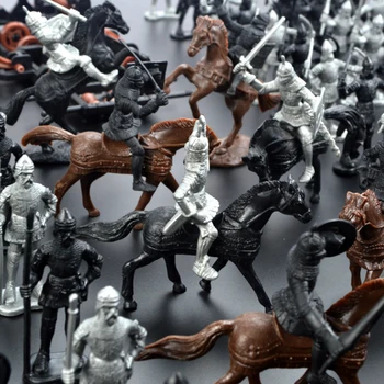 28шт plastikowe średniowiecznych rycerzy konie żołnierzy wojskowych figurki statyczny model zabawki zestaw do gry dla dzieci prezenty dla dzieci