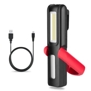 2szt USB Akumulator roboczy światła COB LED latarka wodoodporna kemping lampa przenośna latarka z Magnesem hak wyświetlacz zasilania