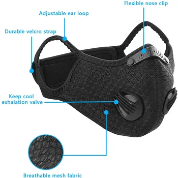 2szt jazda na Rowerze maska do twarzy filtr Anit-zanieczyszczenie Maska oddychająca PM2.5 węgiel respirator sportowy rower kurz usta maska