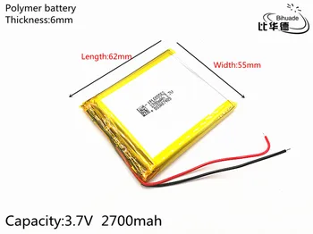 3.7 w 2700 mah 605562 litowo-polimerowa Li-Po li-ion bateria do odtwarzacza Mp3 MP4 MP5 GPS