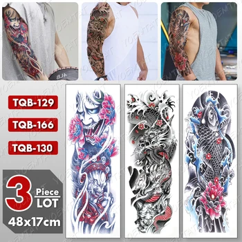 3 szt./lot duża ręka, rękaw tatuaż maori Totem wodoodporny tymczasowy tatuaż naklejka body art pełna fałszywy tatuaż kobiety mężczyźni