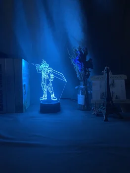 3D Led Night Light Cloud Strife rysunek kolorowa lampka nocna dla dzieci sypialnia decor światło USB lampa stołowa gra Final Fantasy prezent