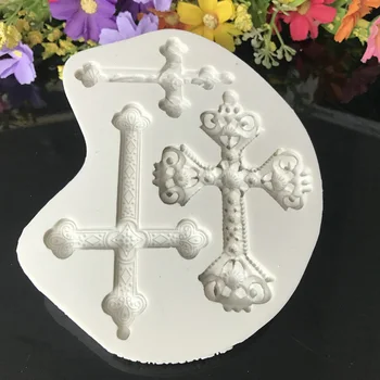 3D krzyż kształt silikonowe formy ciasto ciastko fondant ozdoby narzędzia do chrztu Baby Shower poprawiny dostawy fondant formy