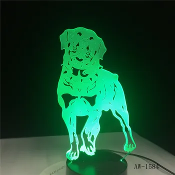 3D wizualna kontrolna buldog pudel jack russell terrier, rottweiler doberman LED Kids Night Light Dog Style lampa AW-1584