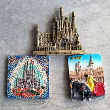 3D żywicy magnesy kraj wystrój bazyliki i świątynia Expiatori de la Sagrada Familia Barcelona, Hiszpania turystyka Magnes na lodówkę pamiątka