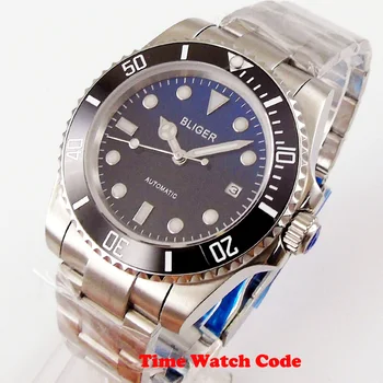 40 mm automatyczne mężczyzna zegarka Miyota 8215 NH35 mechanizm czarny niebieski chronograf szafirowe szkło wyświetlacz daty устричный bransoletka pierścień ceramiczny
