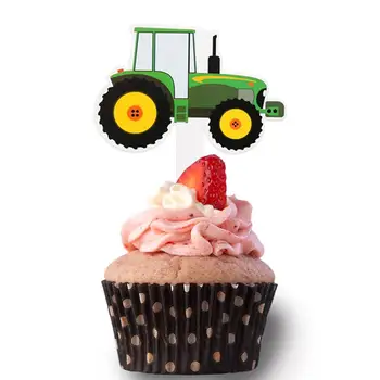 42шт samochód ciasto wstawić топперы zielony Traktor tort топперы papier ciastko wybiera wystrój dzieci Urodziny dostawy ozdobione