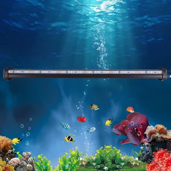 46 cm 5050 RGB LED akwarium światło zatapialne pęcherzyk powietrza lampy światła do ryb akcesoria z pilotem zdalnego sterowania wodoodporny