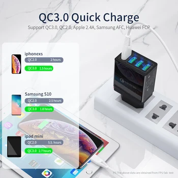 48W Quick Charger 3.0 4-port USB ładowarka dla iphone Samsung Tablet EU US UK Plug Wall Mobile Phone Charger Adapter szybkie ładowanie