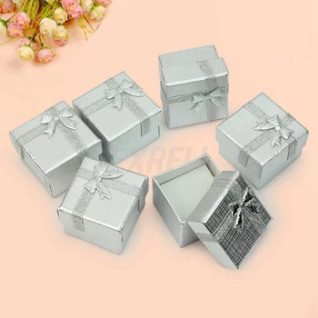 4x4x3 cm pierścień pudełko srebrne kolczyki pudełka powierzchnia mini biżuteria prezentacja papier ślub prezent opakowanie 24 szt./lot