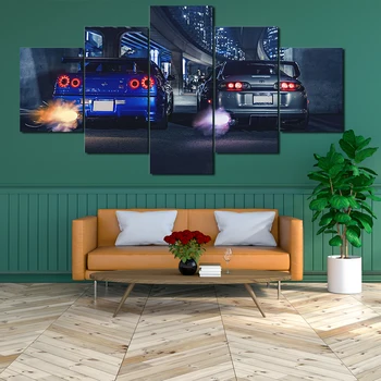 5 szt ścienny art ramka GTR R34 VS Supra vehicle modern 5 panel canvas painting HD print do salonu home decor plakat
