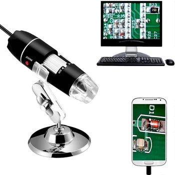 50-1600x Cyfrowy mikroskop USB 8 LED lupa z podstawą metalową 2MP 1080P kamera endoskopu do telefonu PC pomiaru kontroli
