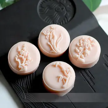 50g Moon Cake Mold 4 Plum Orchid Stamps Mooncake Hand Pressure Pastry Mold DIY