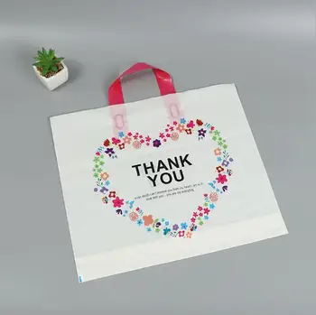 50szt - Biały dziękuję plastikowa torba odzież Dziecięca opakowanie wielki gruby pudełko opakowania worek boże narodzenie prezent pakiety z uchwytami