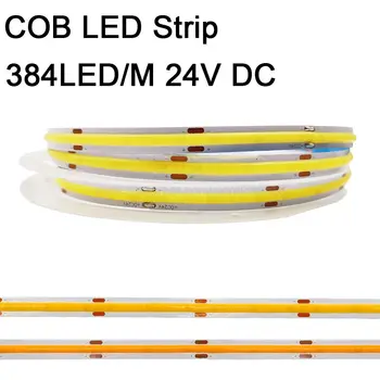 5m 24V DC COB Elastyczne taśmy led 384 LED/m High Density FOB Linenar LED Ribbon RA90 ciepła natura, zimny biały neutralny biały