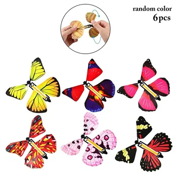 6 szt magiczne rekwizyty zabawki Bajki latające motyle guma zasilanie niespodzianka zabawki dla dzieci ślub 66CY