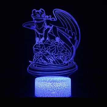 7 Kolor Smok film przebiegły figurka złudzenie 3D lampa wściekłość model świecące zabawki dla dorosłych dzieci