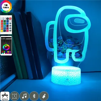 7 kolorów zmiana LED gra wśród nas 3D lampka nocna wizualne złudzenie figurka zabawki nowość światło na świąteczny prezent lampa stołowa