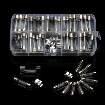 72PCS 0.5-30A Quick Blow Glass Tube Fuse różne zestawy 5x20mm Fast-blow Glass Fuses Sets With Fuze Seat with Plastic Box