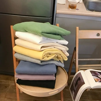 8 kolorów jesień 2019 schludny styl Damskie bluzy jednolity kolor podstawowy długi rękaw gruba bluza damska swetry ( F3841)