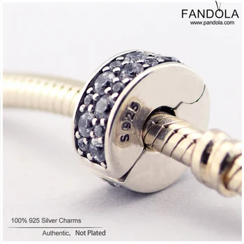 925 srebro próby połyskującą elegancja krzemu klip koraliki pasuje Pandora bransoletki kobiety DIY zawieszki 925 srebro biżuteria perles