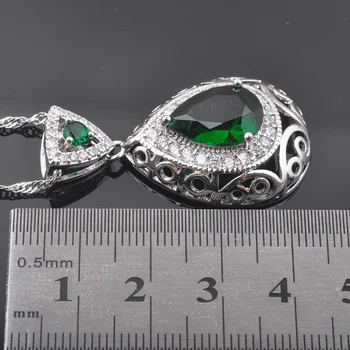 AAA jakość zielona cyrkonia kolor srebrny biżuteria zestawy damski garnitur kolczyki/naszyjnik/bransoletka/pierścień najlepszy prezent QS213