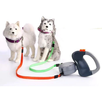 ABS automatyczna wysuwana ciągnięcie liny z двухголовым kreatywnym psim przyponem bzdura łańcuch Materiały akcesoria dla psów dla zwierząt domowych na świeżym powietrzu