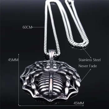 AFAWA stal nierdzewna czary pająk naszyjniki dla kobiet/mężczyzn kolor srebrny długi naszyjnik biżuteria collier homme NZZ53S02