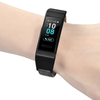 AKBNSTED miękki denim pasek ze skóry naturalnej Huawei Band 3, bransoletka Huawei Band 3 Pro Smart Wristbands akcesoria