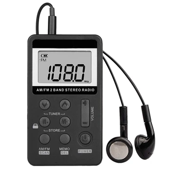 AM FM przenośne kieszonkowe Radio, mini-cyfrowy tuning stereo z naładowana baterią i słuchawkami do chodzenia/biegania/siłowni/camping