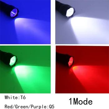 ANJOET 501B XML T6 LED Multi-color Hunting LED Flashlight Torch White/Green/Blue/Red Light Lanterna 1-Mode Flash Light 18650