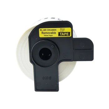 AOMYA 2 Rolls Label tape DK-44605 Label 62mm*30.48 m Continuous Compatible for Brother Transferable rubber/Black paper on Yellow