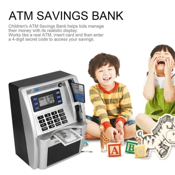 ATM Savings Bank money boxToys tirelire Talking Kids ATM Savings Bank Insert Bills for Kids Gift własny punkt kasowy