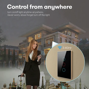 AVATTO Tuya US Wifi Switch, Smart Home Wall Light Switch with Glass Panel Touch-Sensor 1/2/3 Gang działa z Alexa,Google Home