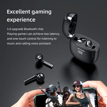 AWEI TWS T28P True Wireless Earbuds LED Digital Display With Microphone Low Latency For Playing Game ,Sport