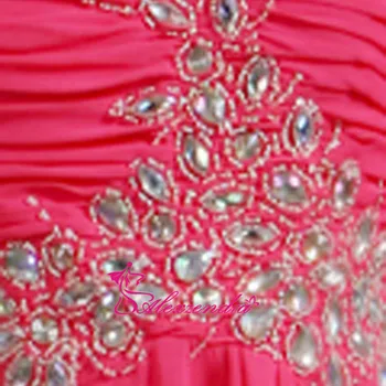 Alexzendra Hot Pink A Line Koralik Kryształy Szyfonowa Długa Sukienka Proste Suknie Wieczorowe, Suknie Wieczorowe Plus Size
