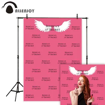 Allenjoy 15 16 17 18th Birthday Party for Girl Photography background Secret Pink Stripe Angle Wing Selfie Custom Background