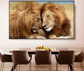 Animal Art Lion HD Print Canvas Painting Couple Lion Lovers minimalistyczne ścienne artystyczne reprodukcje i plakaty ścienne obrazy Home Wall Decor