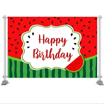 Arbuz urodziny banner czerwone i zielone tło letnie owoce arbuz dzieci dekoracje Urodzinowe