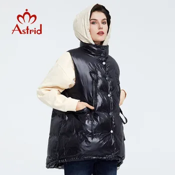 Astrid 2020 wiosna jesień kobiety bez rękawów kurtka płaszcz ciepła kurtka kobiety cienka bawełna Temat z kapturem czarny bawełniany kamizelka ZR-7219